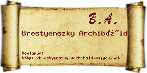 Brestyenszky Archibáld névjegykártya